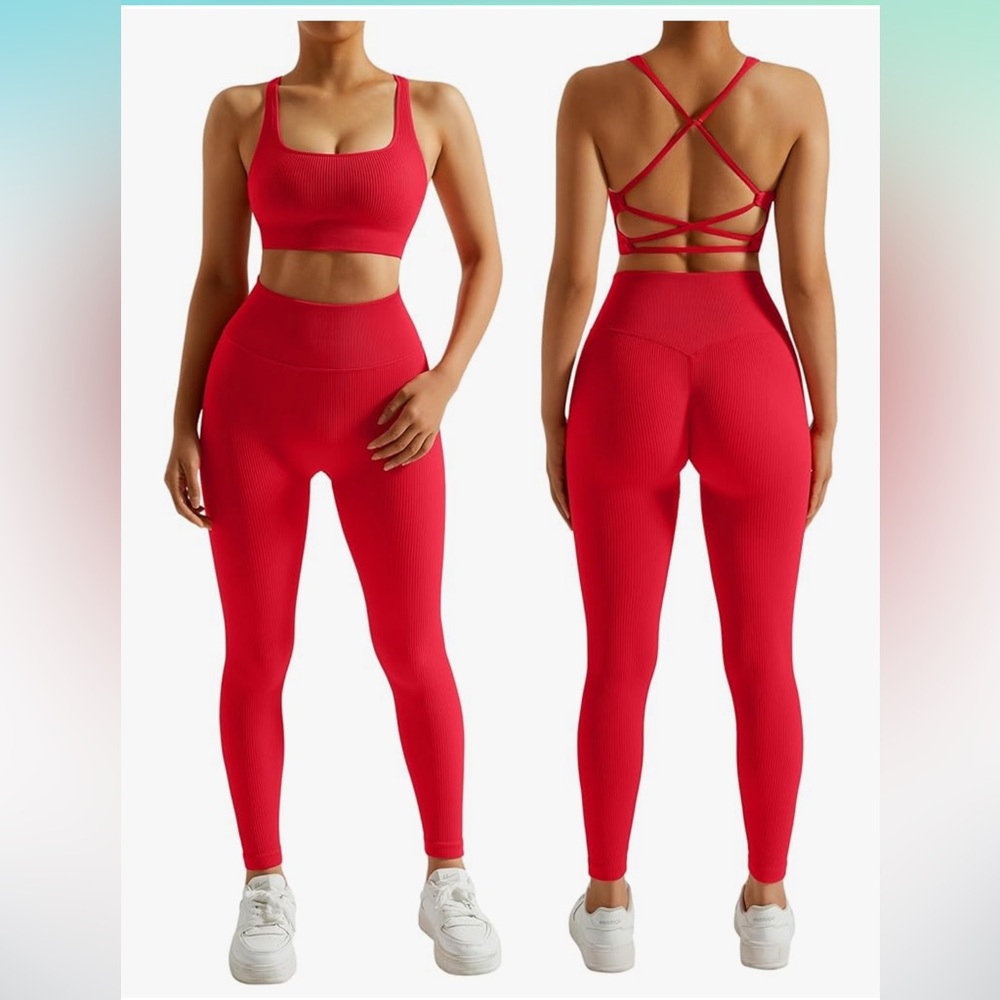 Matching red workout set